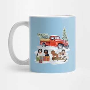 Winter Holiday Cavaliers with Red Truck Mug